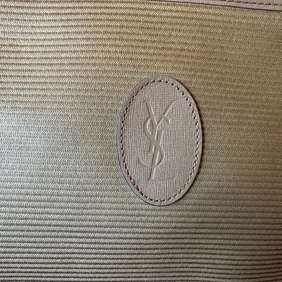 YSL Vintage Beige Extra Large Clutch Makeup Bag with Digital COA, Torn Strap - Picture 4 of 10